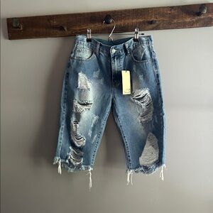 Distressed Denim Shorts
